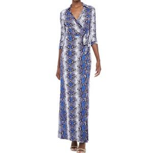 Diane Von Furstenberg Abigail Maxi Wrap Dress - Blue Python